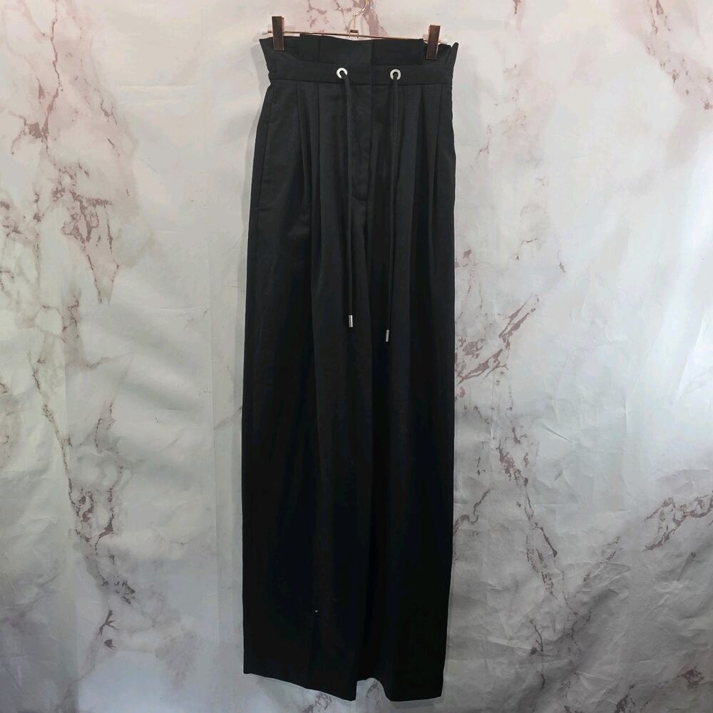& Other Stories Pants Womens 0 25 Black High Rise Trouser Wool Slacks Paperbag